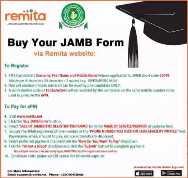 Candidates Can Now Buy 2018 JAMB PIN Via Remita. See How